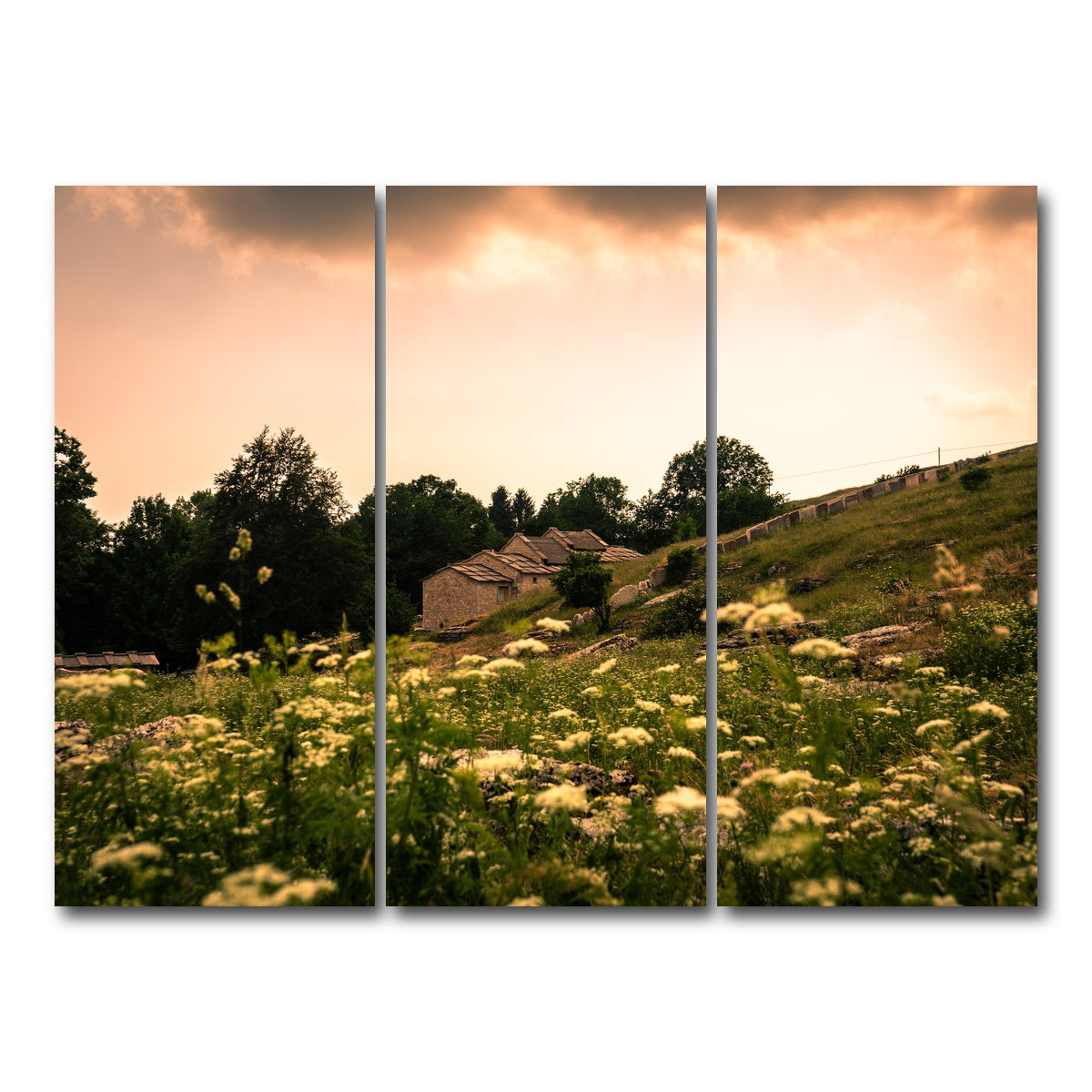 AUTO-MOCKUP WHITE | A village on the mountains | 3 Piece | Gallery Wrap Canvas | group=8x18