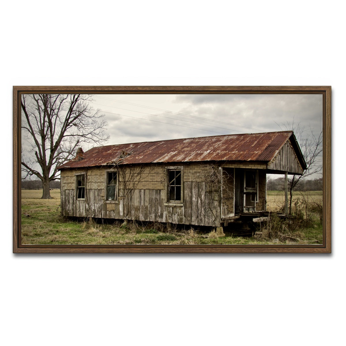 AUTO-MOCKUP WHITE | Abandoned Cabin Louisiana | 1 Piece | Walnut Framed Canvas | group=2x1