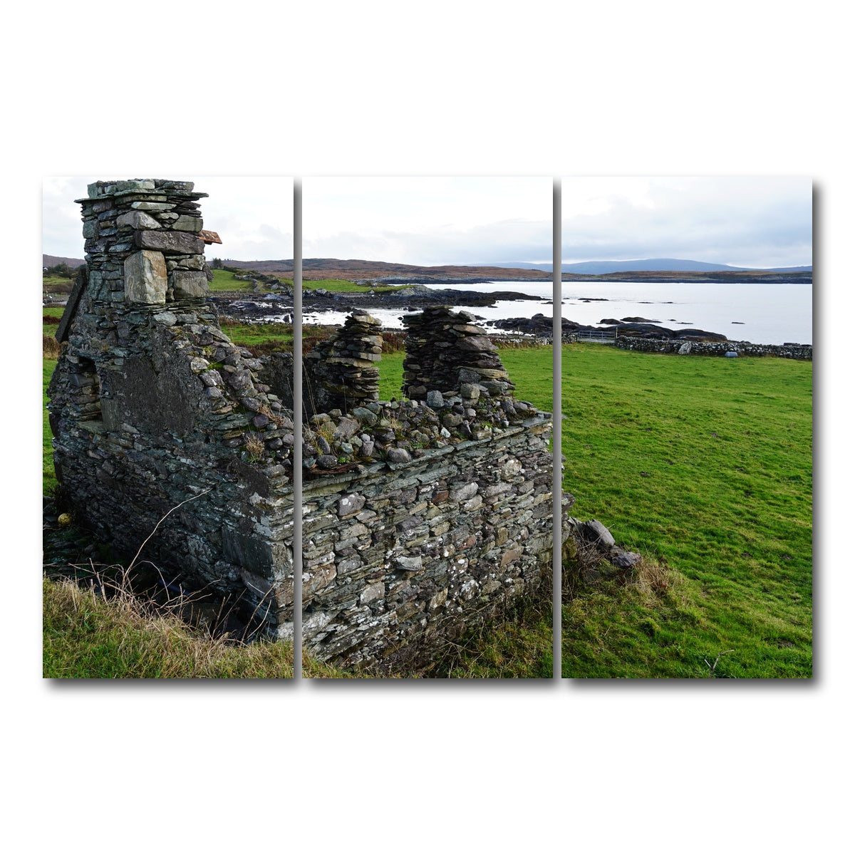 AUTO-MOCKUP WHITE | Abandoned House - Trafask, Ireland | 3 Piece | Gallery Wrap Canvas | group=12x24
