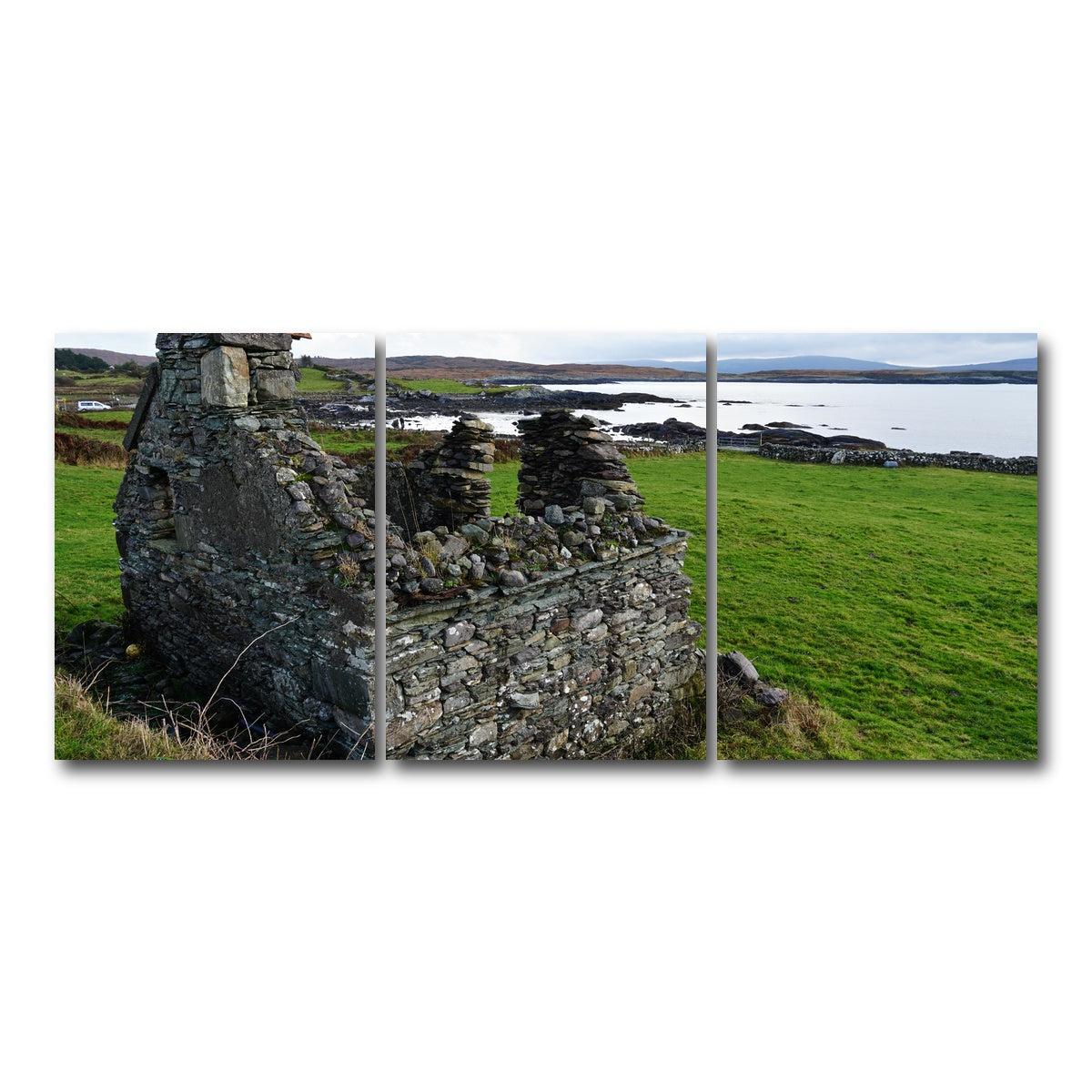 AUTO-MOCKUP WHITE | Abandoned House - Trafask, Ireland | 3 Piece | Gallery Wrap Canvas | group=18x24