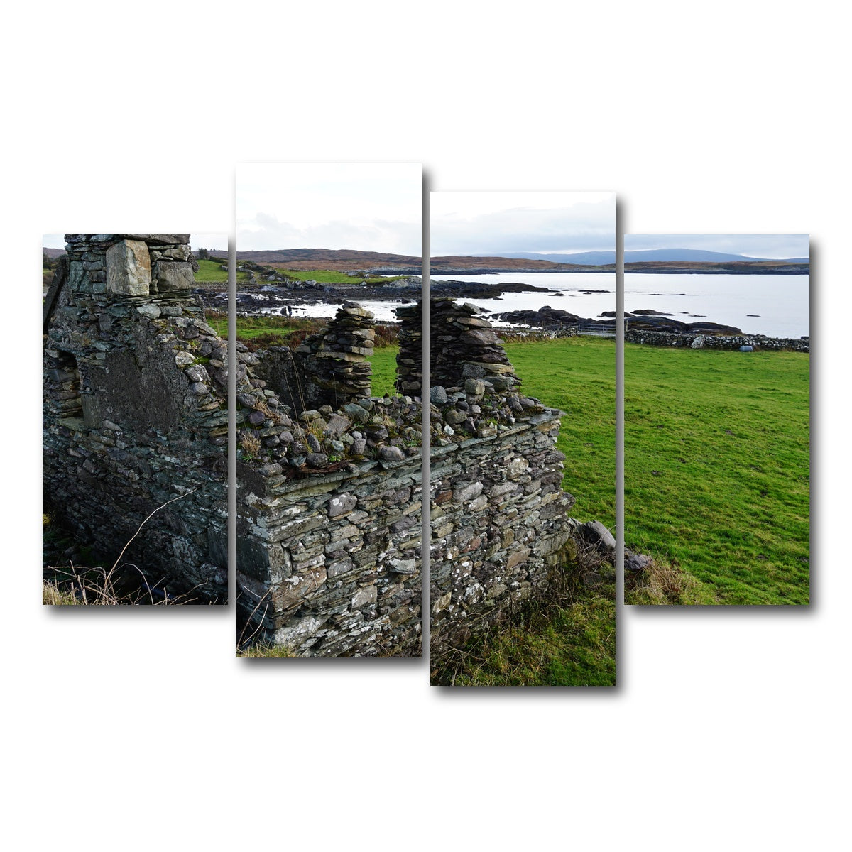 AUTO-MOCKUP WHITE | Abandoned House - Trafask, Ireland | 4 Piece | Gallery Wrap Canvas | group=4_short