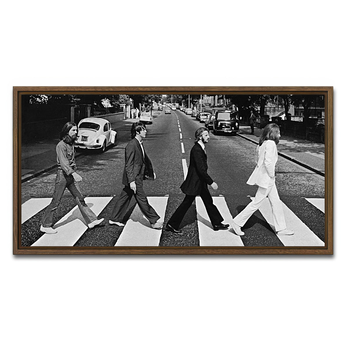 AUTO-MOCKUP WHITE | Abbey Road Grayscale | 1 Piece | Walnut Frame | group=2x1