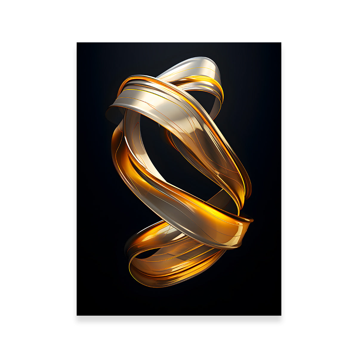 Abstract - Black Gold 3D Shape 3 Wall Art