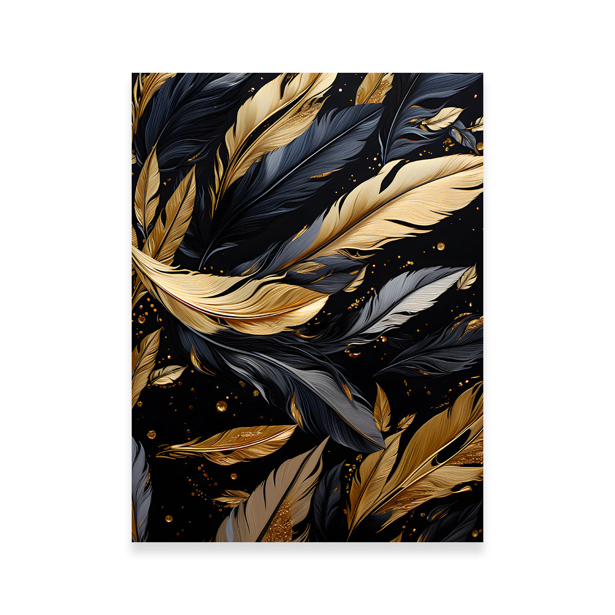 Abstract - Black Gold Feather 1 Wall Art