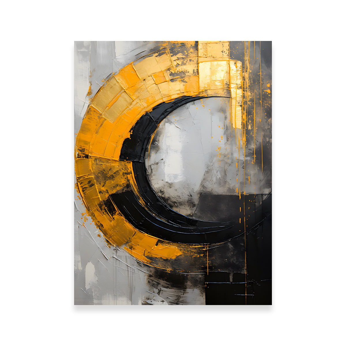 Abstract - Black Gold Shapes 10 Wall Art