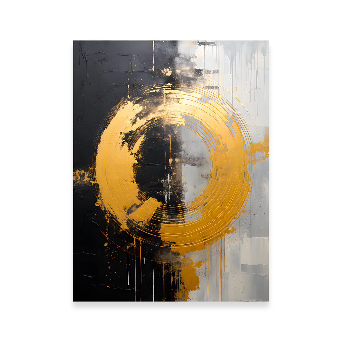 Abstract - Black Gold Shapes 11 Wall Art