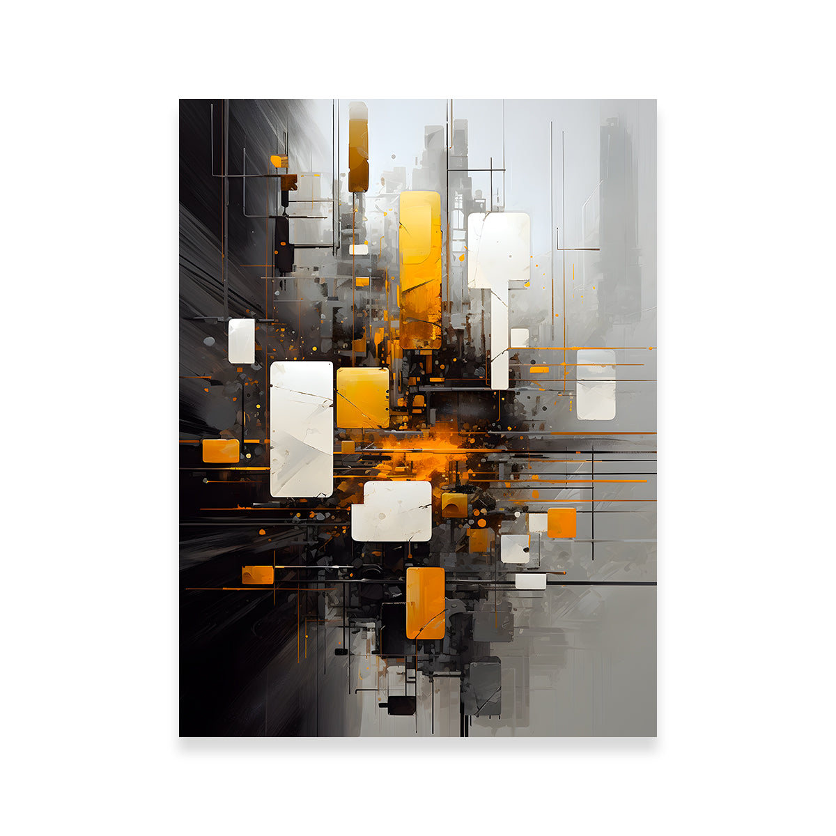 Abstract - Black Gold Shapes 14 Wall Art