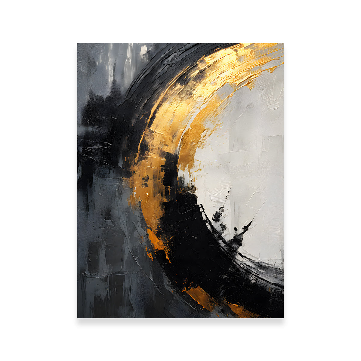 Abstract - Black Gold Shapes 2 Wall Art