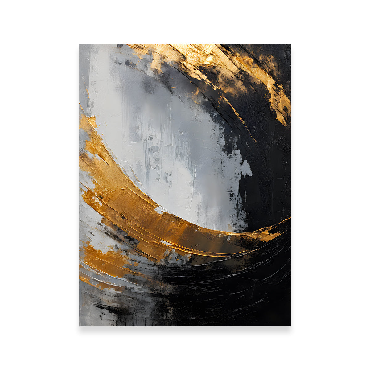 Abstract - Black Gold Shapes 3 Wall Art