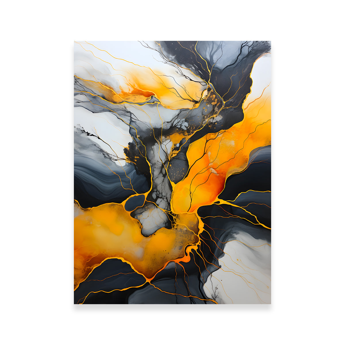 Abstract - Black Gold Waves 4 Wall Art