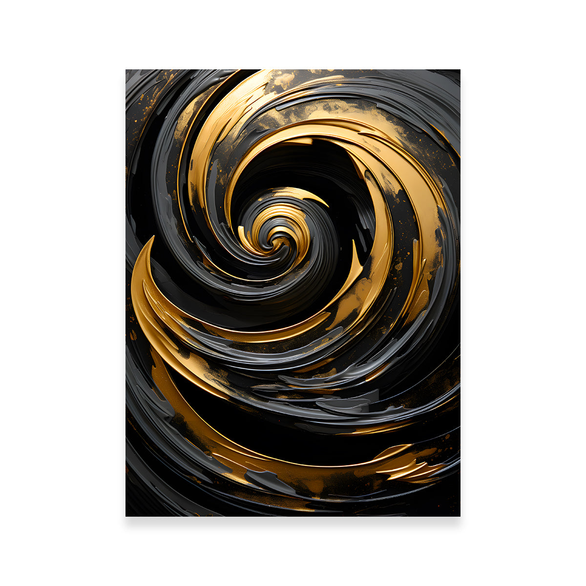 Abstract - Black Gold Waves 7 Wall Art