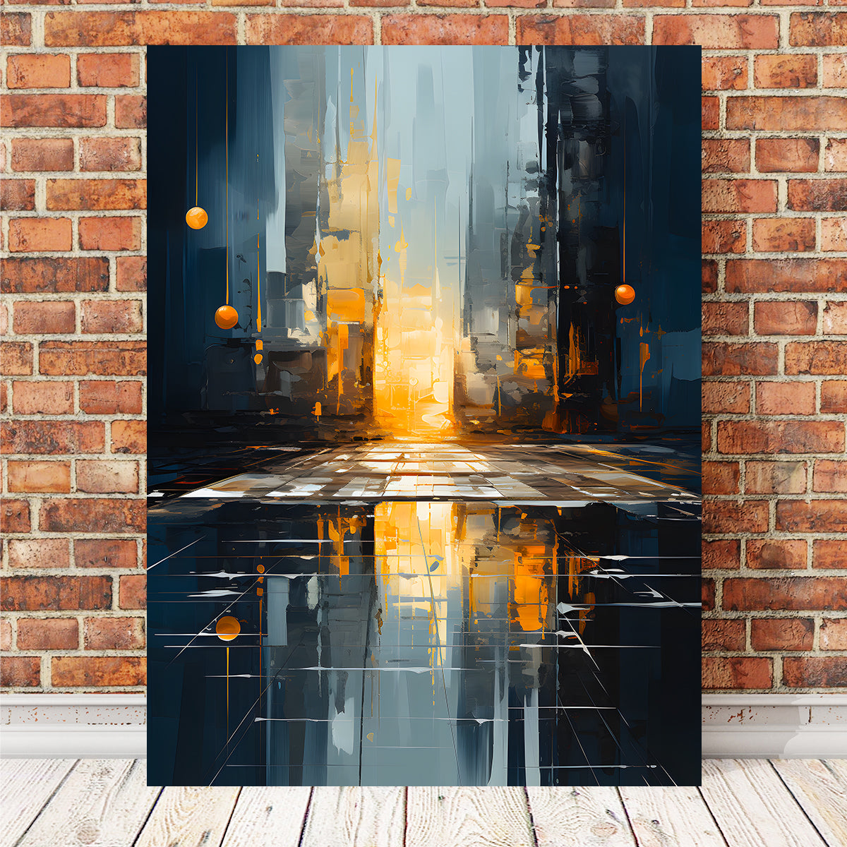 Abstract - Blue Gold Shapes 11 Wall Art