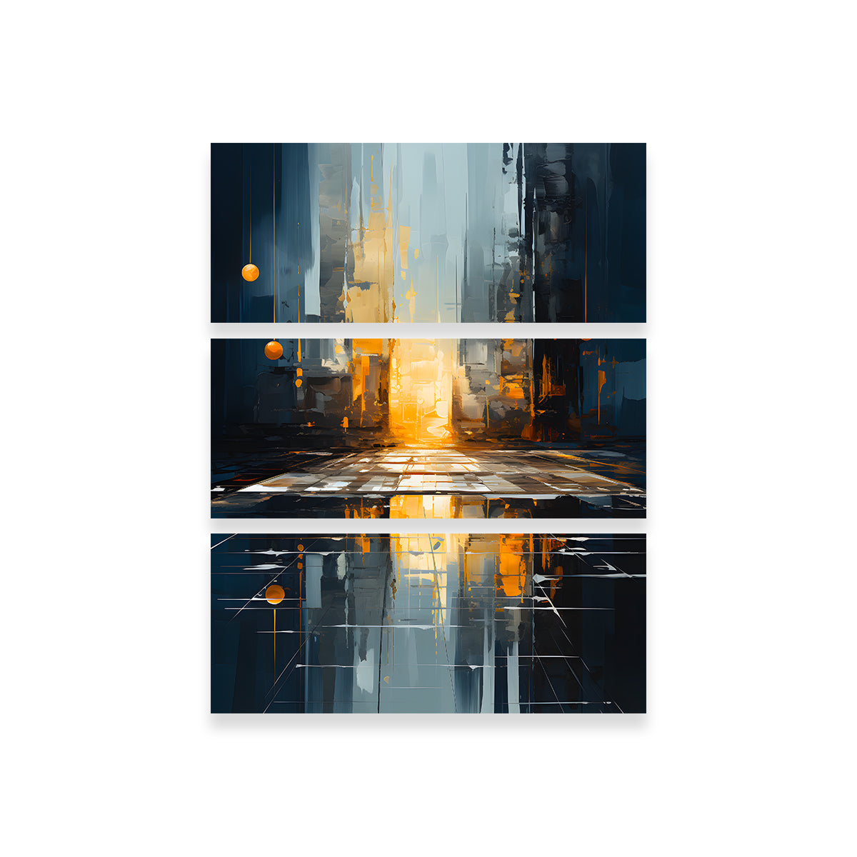 Abstract - Blue Gold Shapes 11 Wall Art