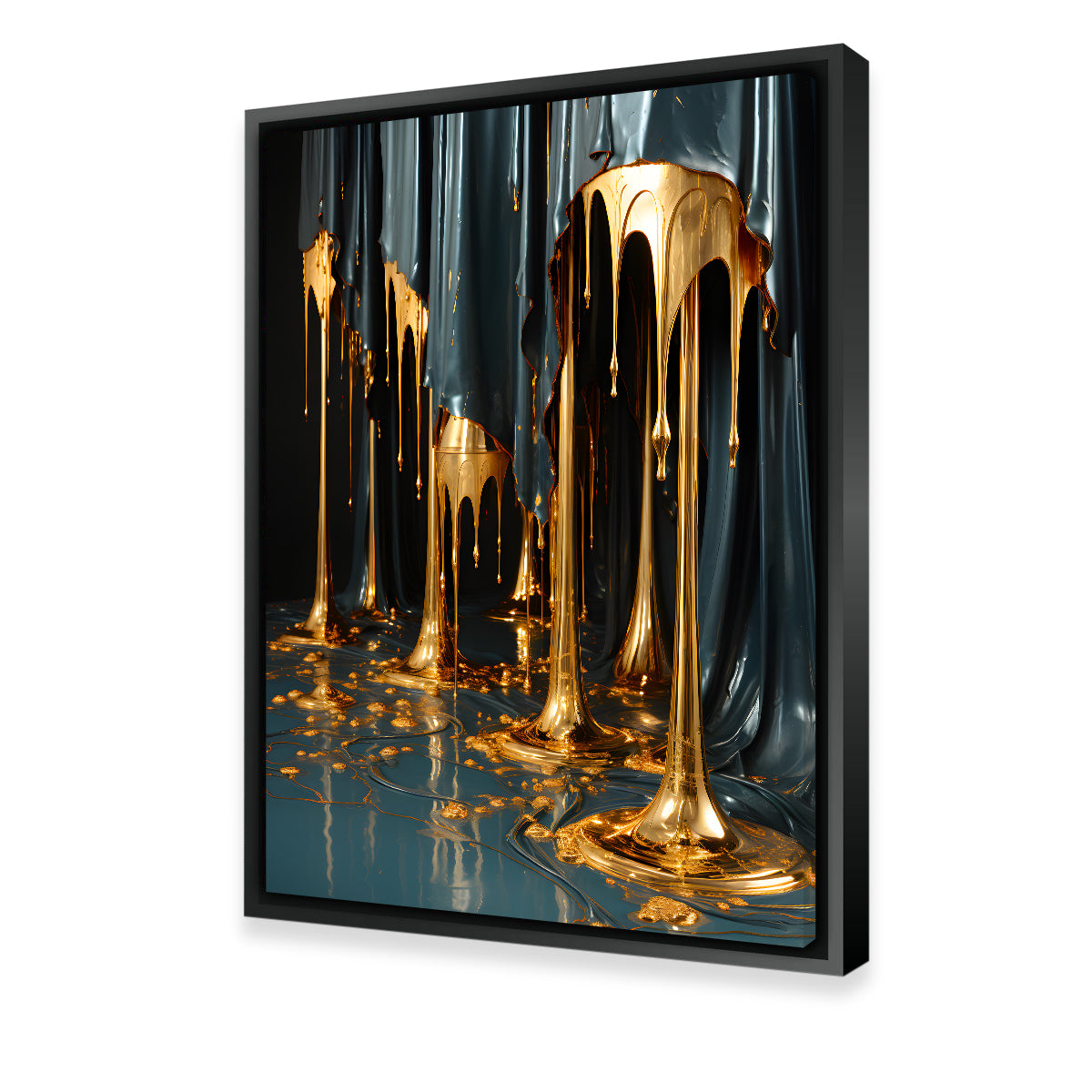 Abstract - Blue Gold Shapes 13 Wall Art