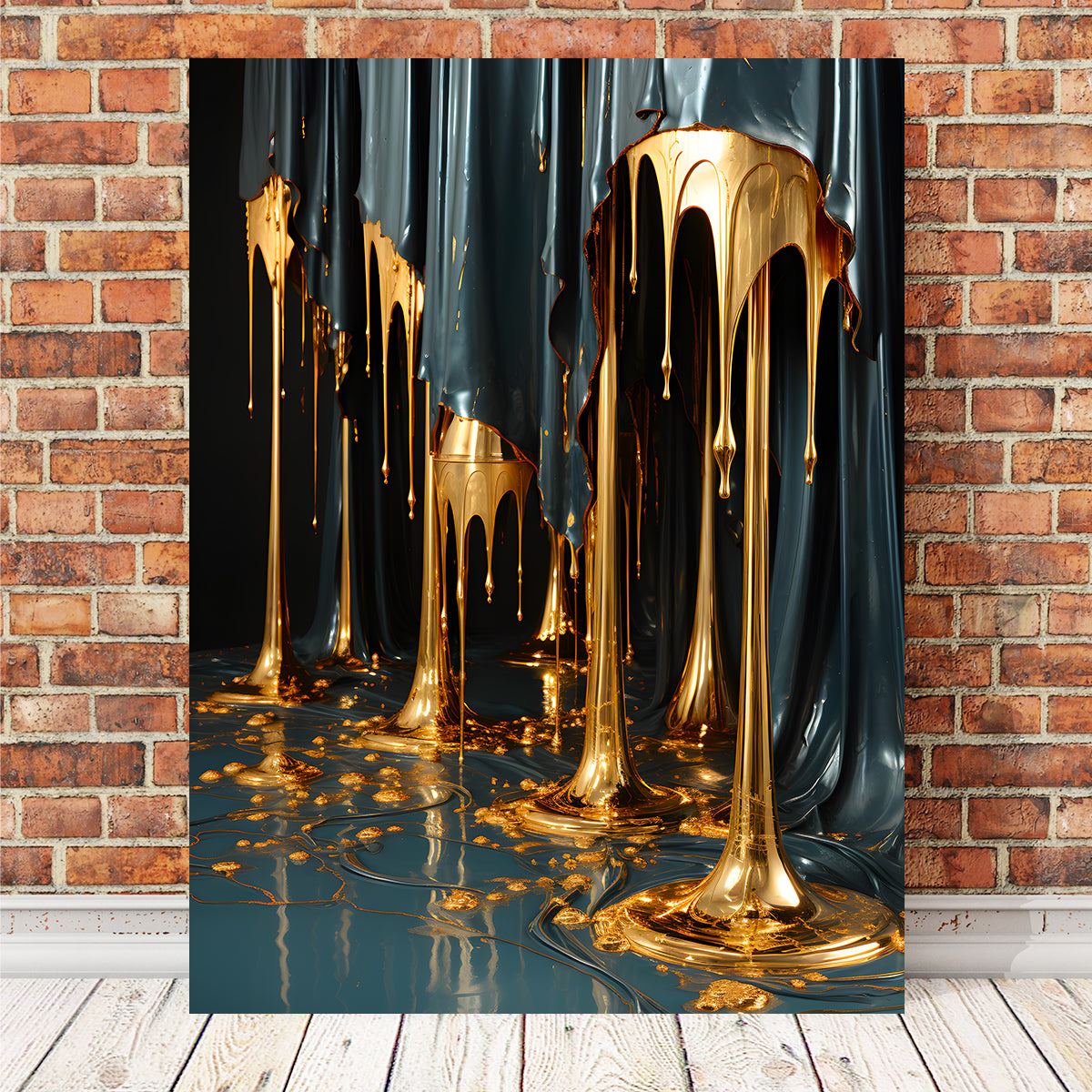Abstract - Blue Gold Shapes 13 Wall Art