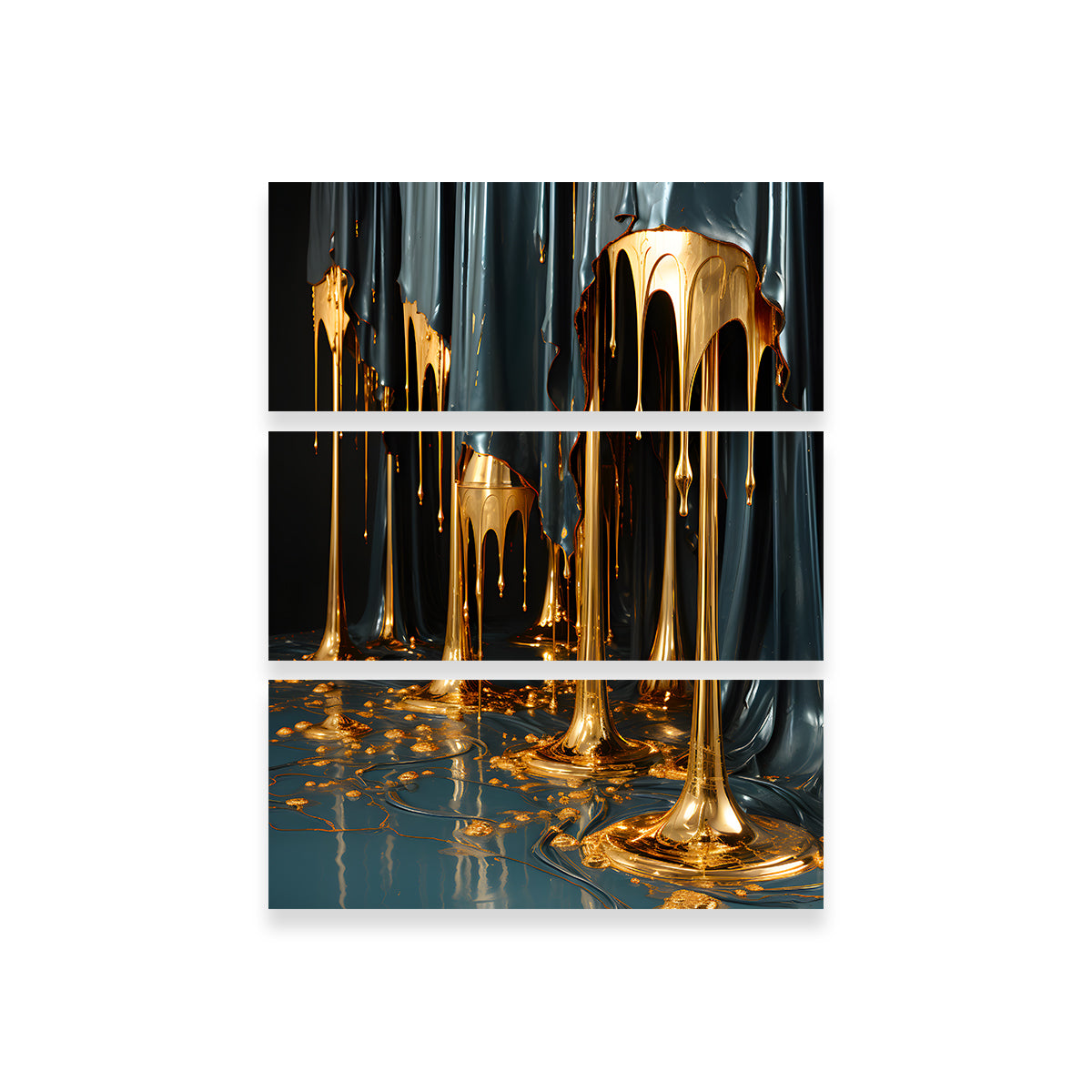 Abstract - Blue Gold Shapes 13 Wall Art