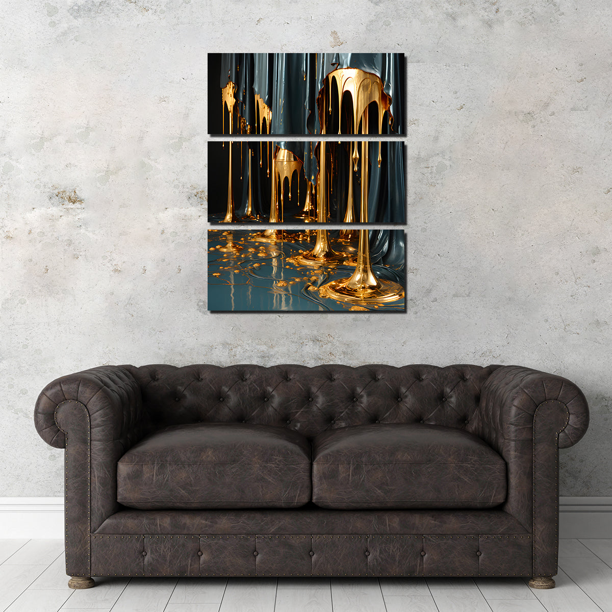 Abstract - Blue Gold Shapes 13 Wall Art