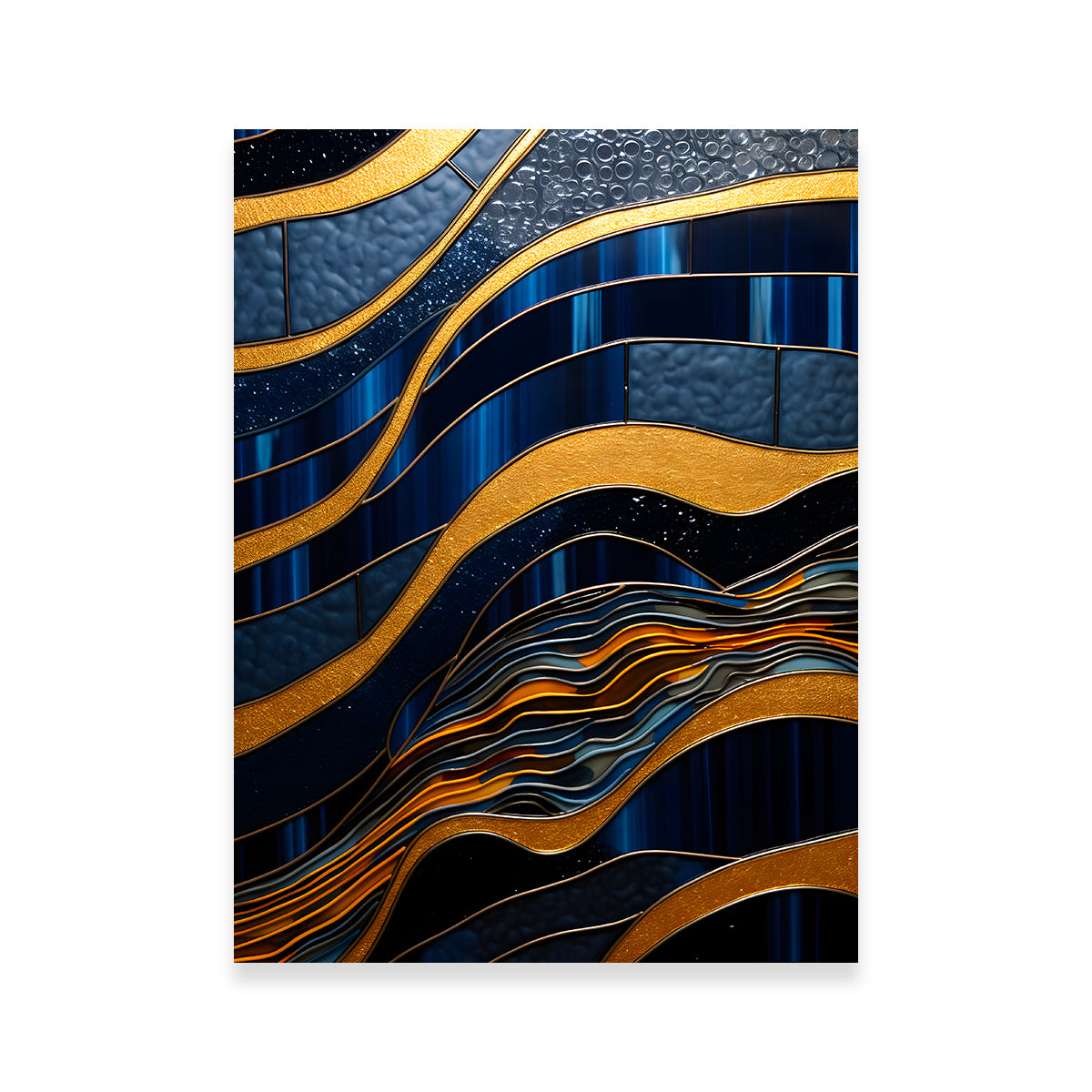 Abstract - Blue Gold Shapes 18 Wall Art