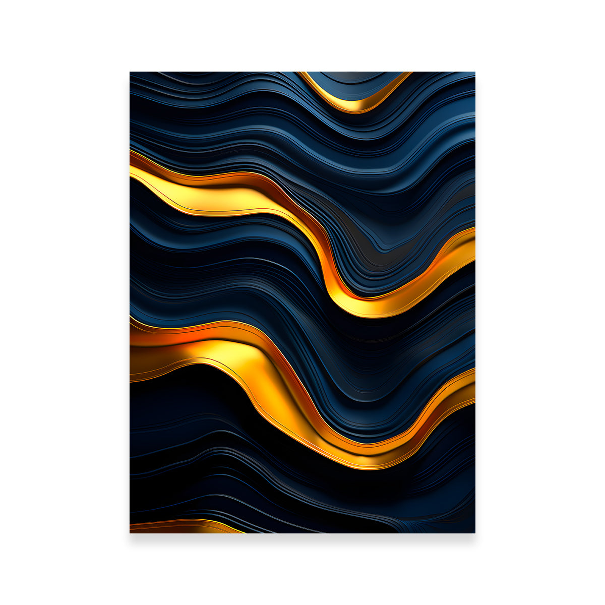 Abstract - Blue Gold Shapes 20 Wall Art