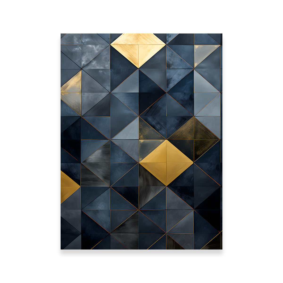 Abstract - Blue Gold Shapes 23 Wall Art