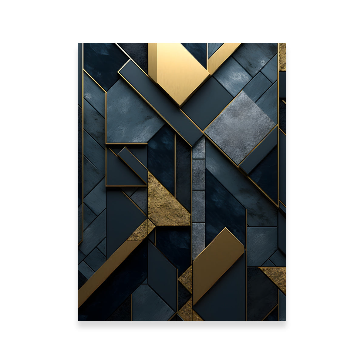 Abstract - Blue Gold Shapes 3 Wall Art