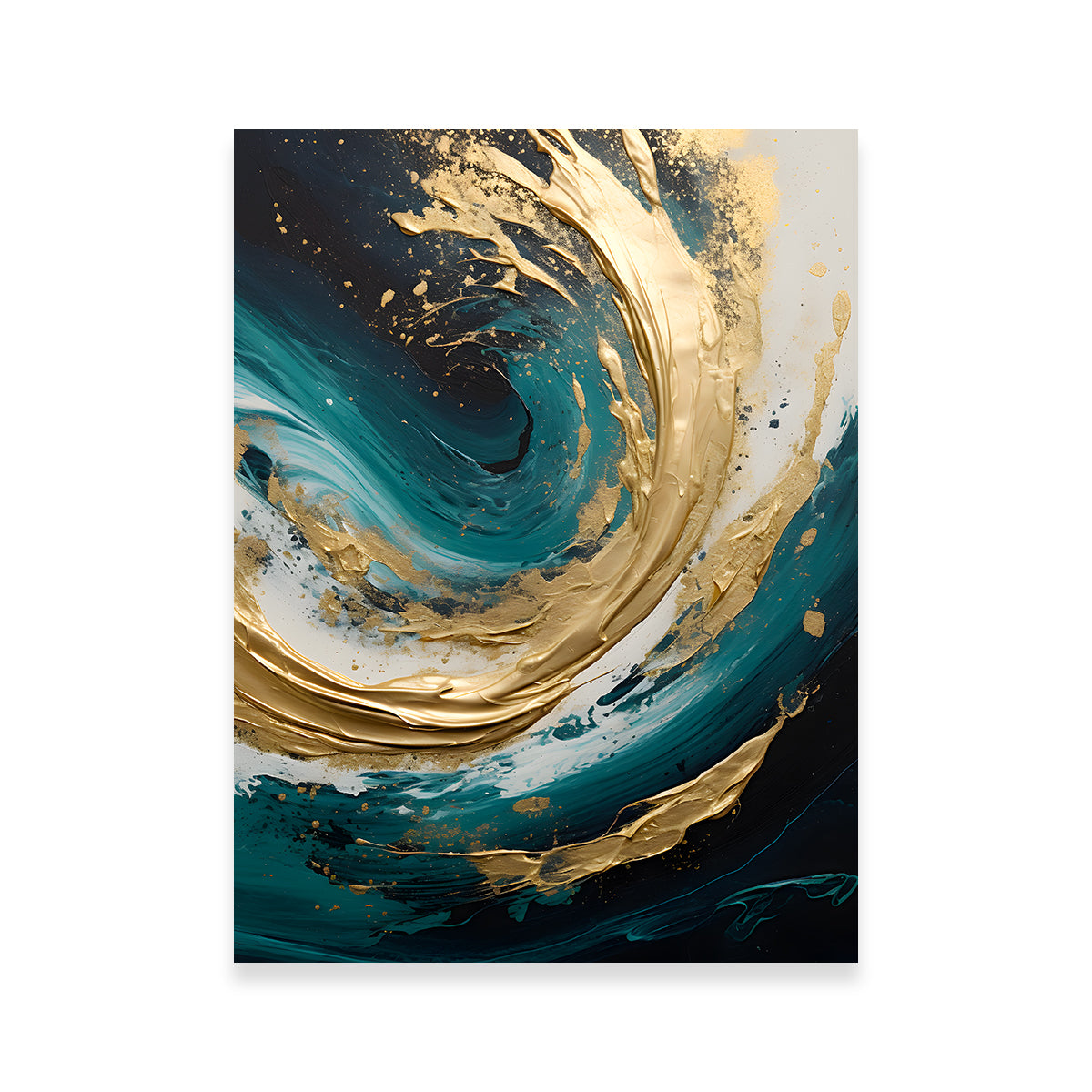 Abstract - Blue Gold Waves 11 Wall Art