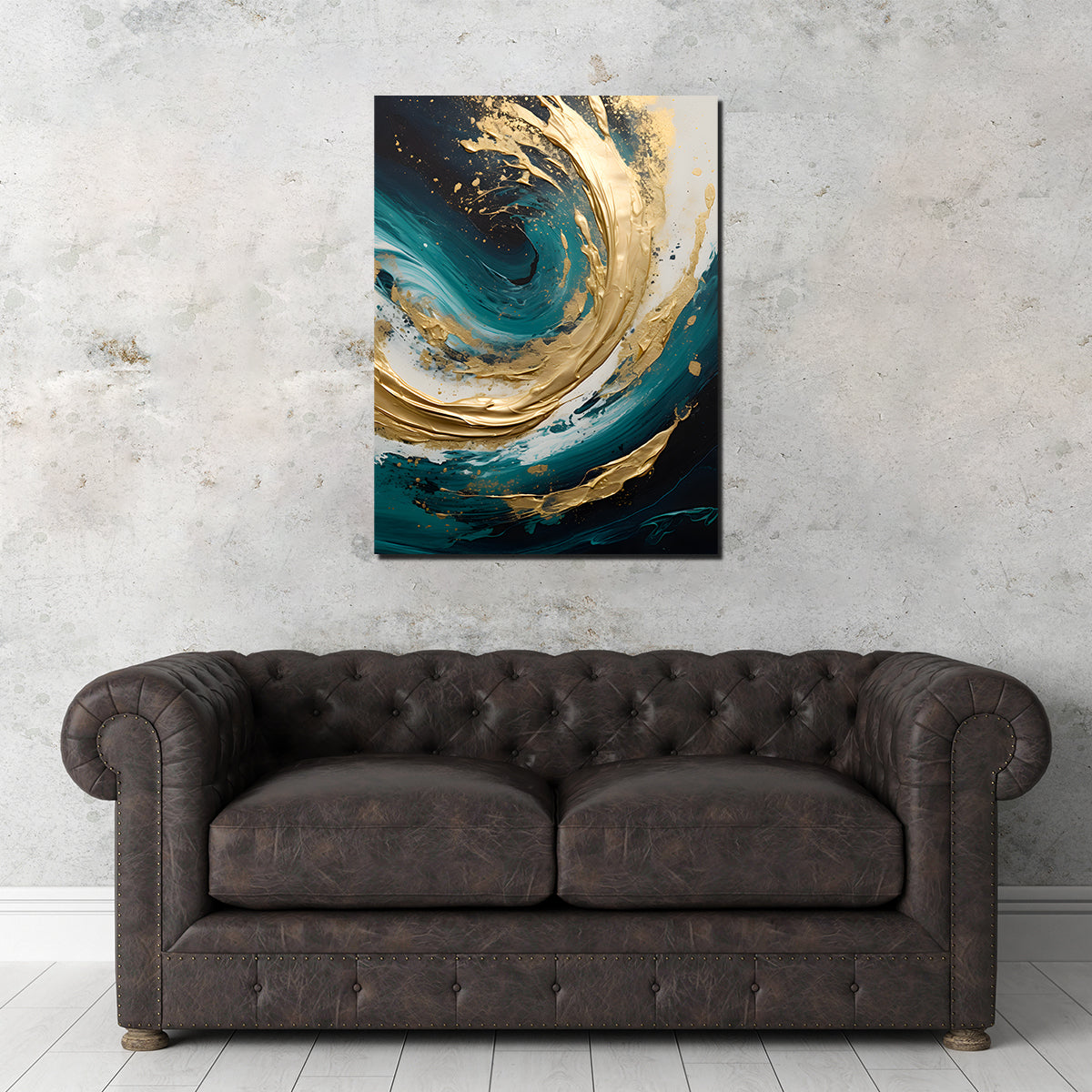 Abstract - Blue Gold Waves 11 Wall Art