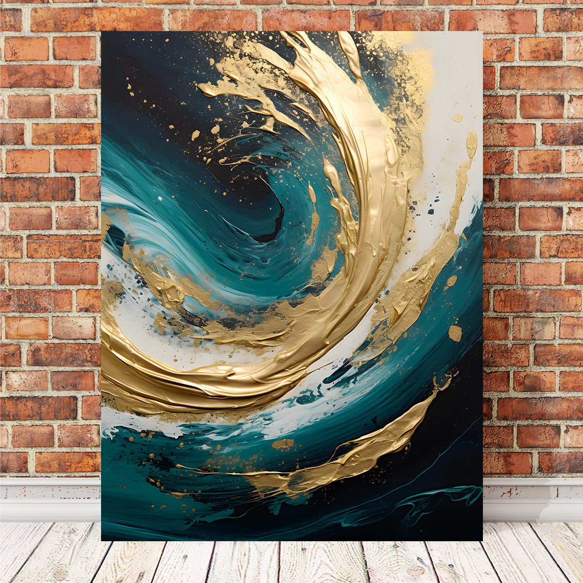 Abstract - Blue Gold Waves 11 Wall Art