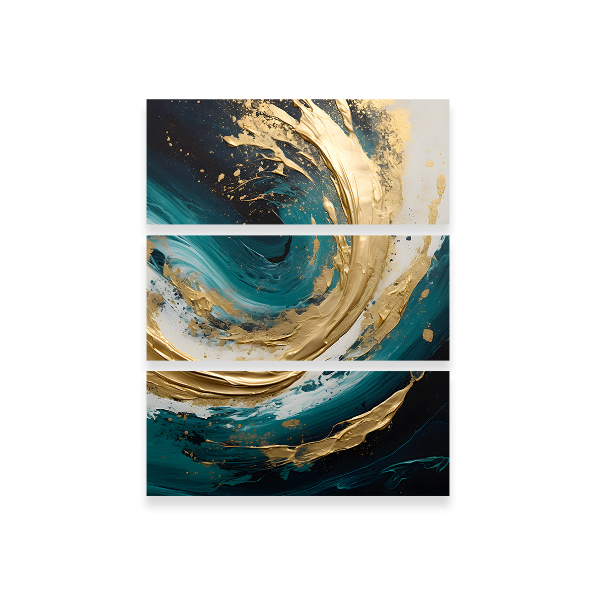 Abstract - Blue Gold Waves 11 Wall Art