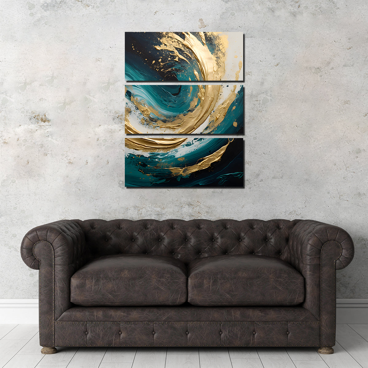 Abstract - Blue Gold Waves 11 Wall Art