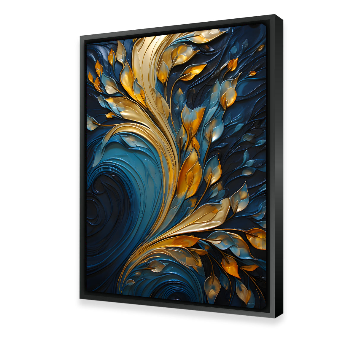 Abstract - Blue Gold Waves 26 Wall Art