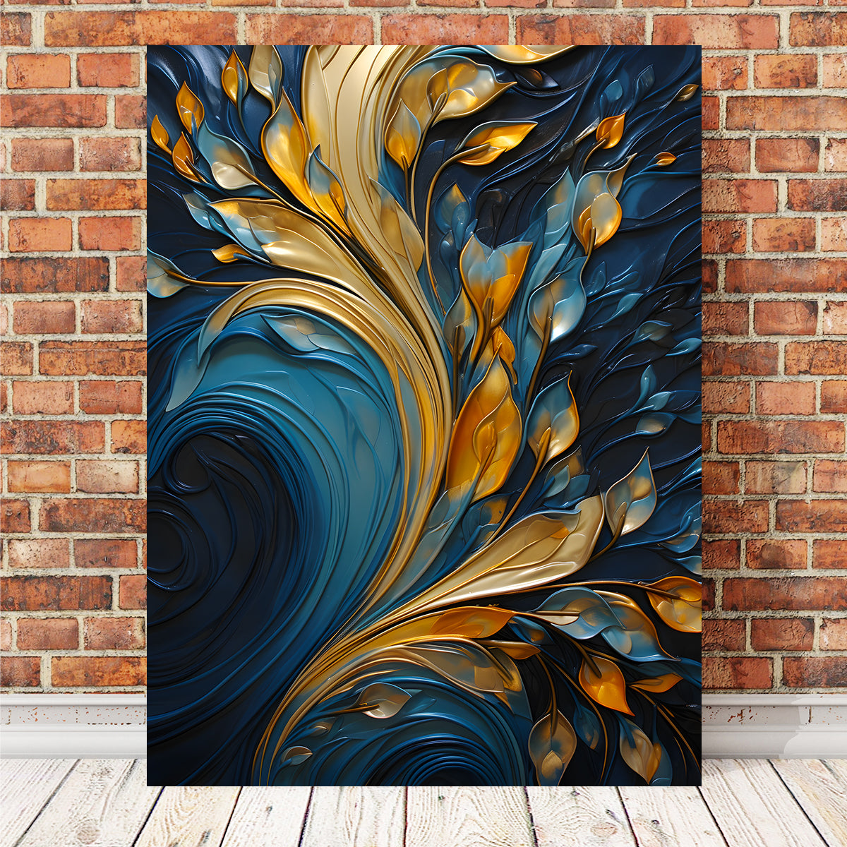 Abstract - Blue Gold Waves 26 Wall Art