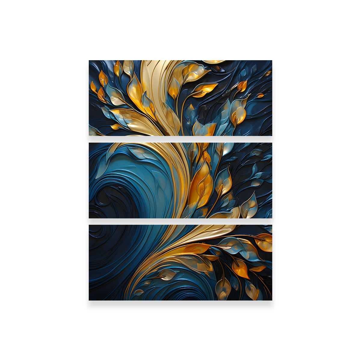 Abstract - Blue Gold Waves 26 Wall Art