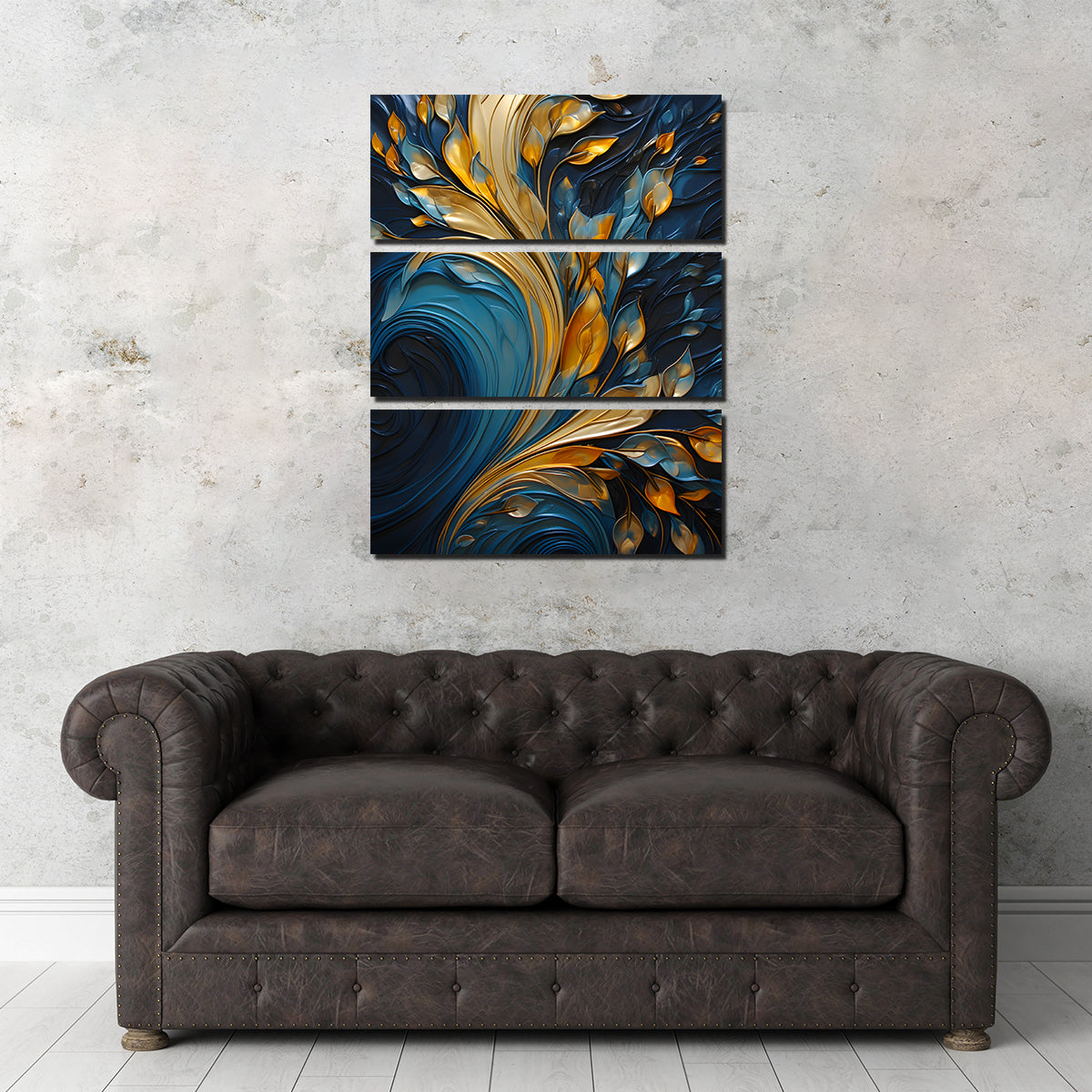 Abstract - Blue Gold Waves 26 Wall Art
