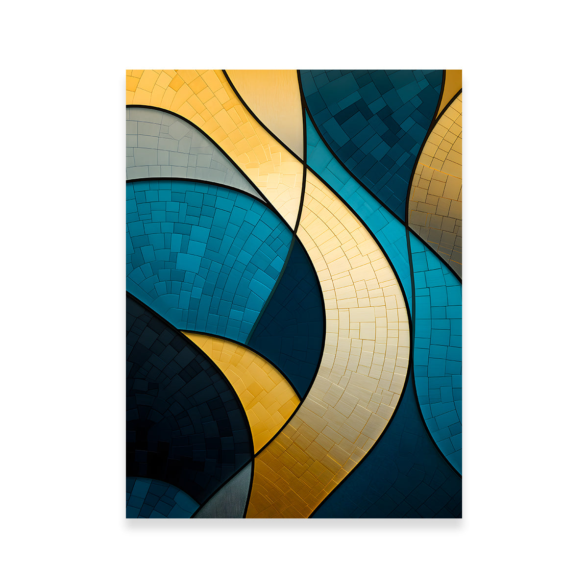 Abstract - Blue Gold Waves 36 Wall Art