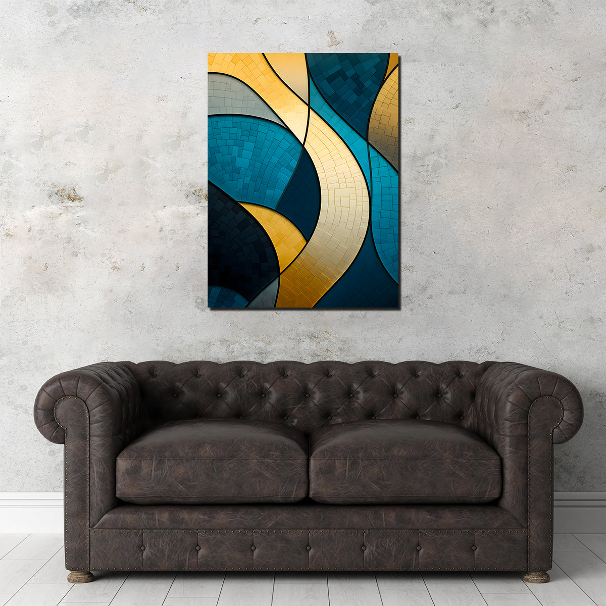 Abstract - Blue Gold Waves 36 Wall Art