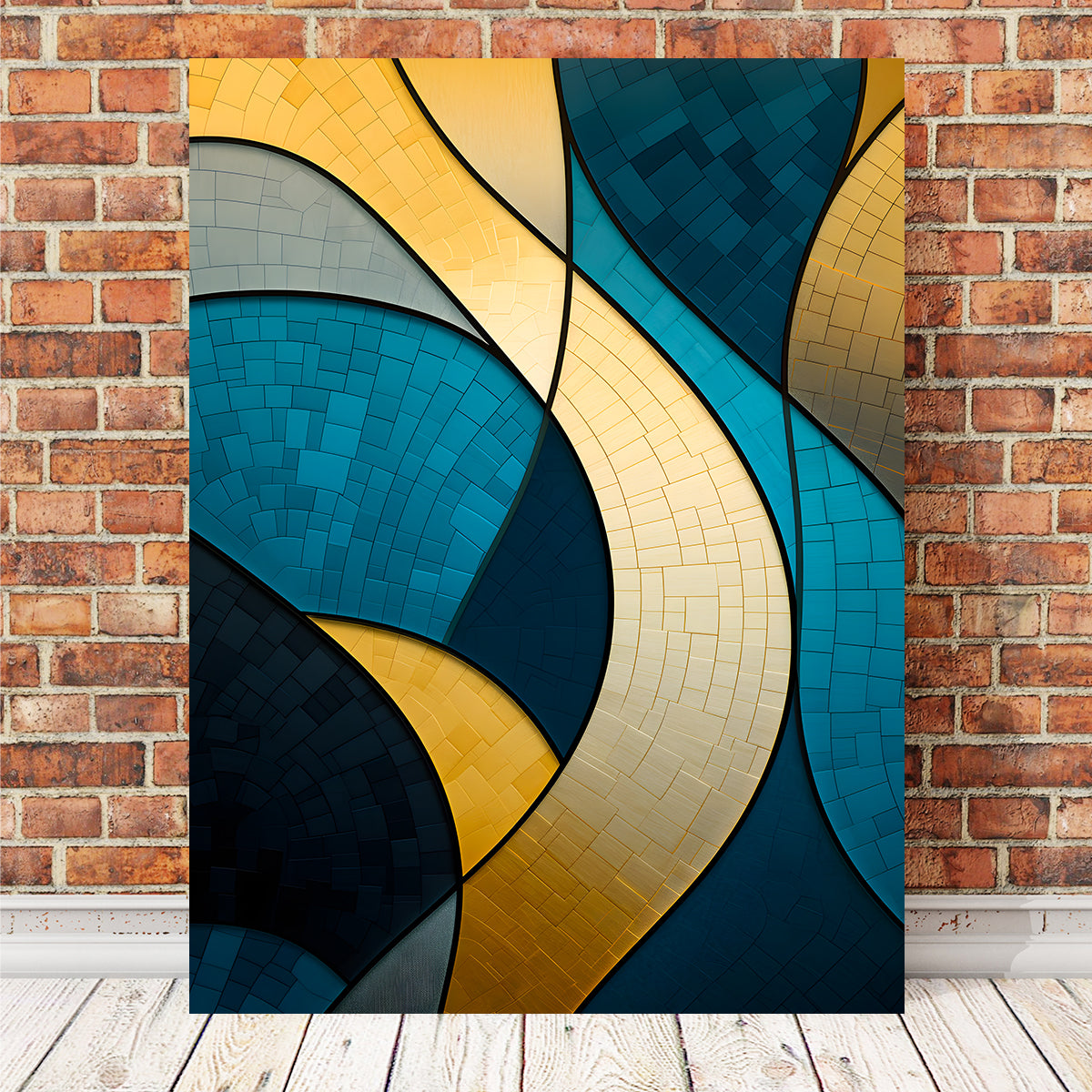 Abstract - Blue Gold Waves 36 Wall Art
