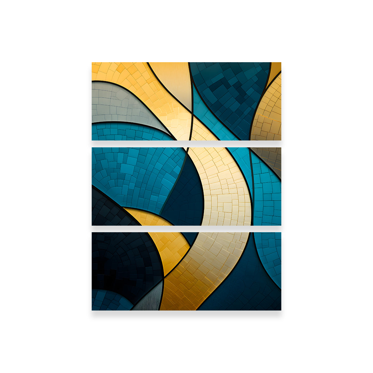 Abstract - Blue Gold Waves 36 Wall Art