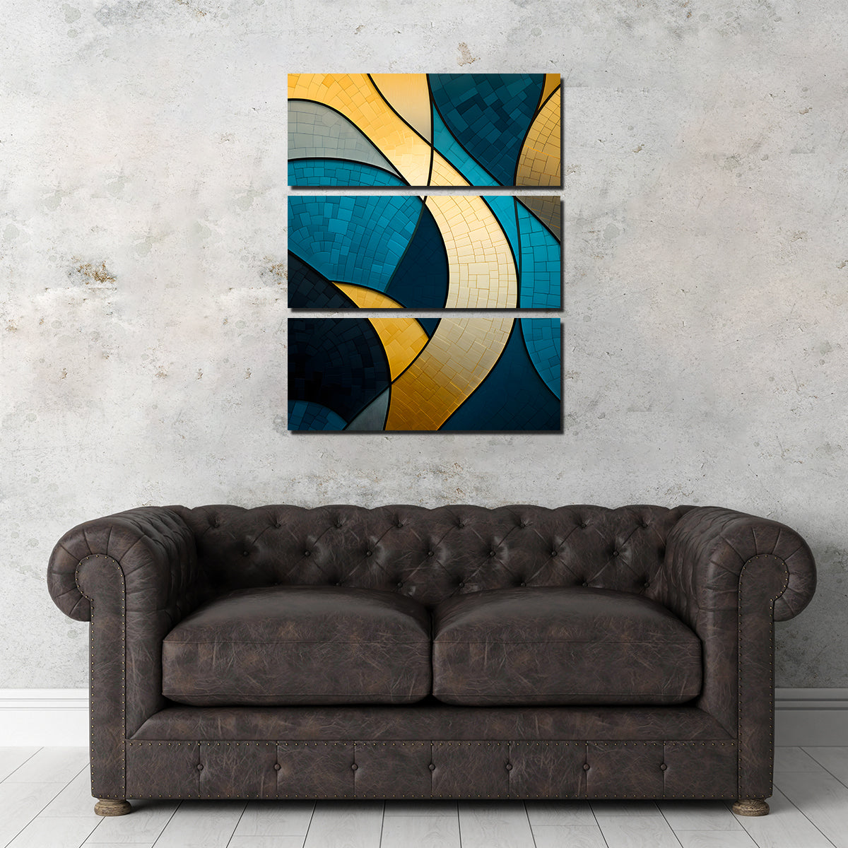 Abstract - Blue Gold Waves 36 Wall Art