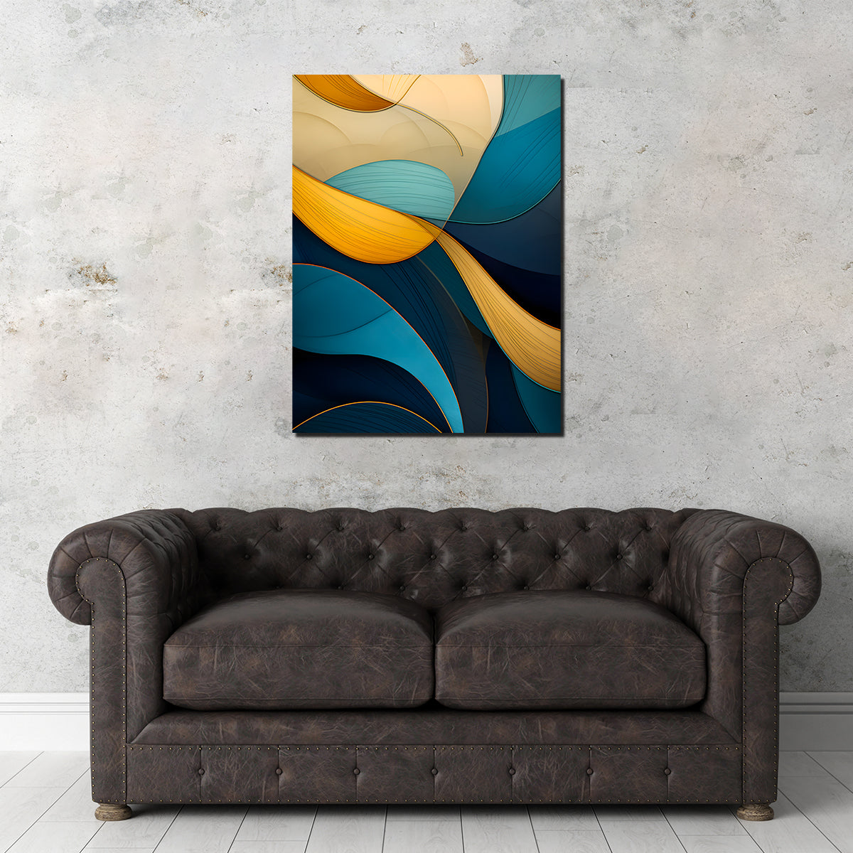 Abstract - Blue Gold Waves 37 Wall Art