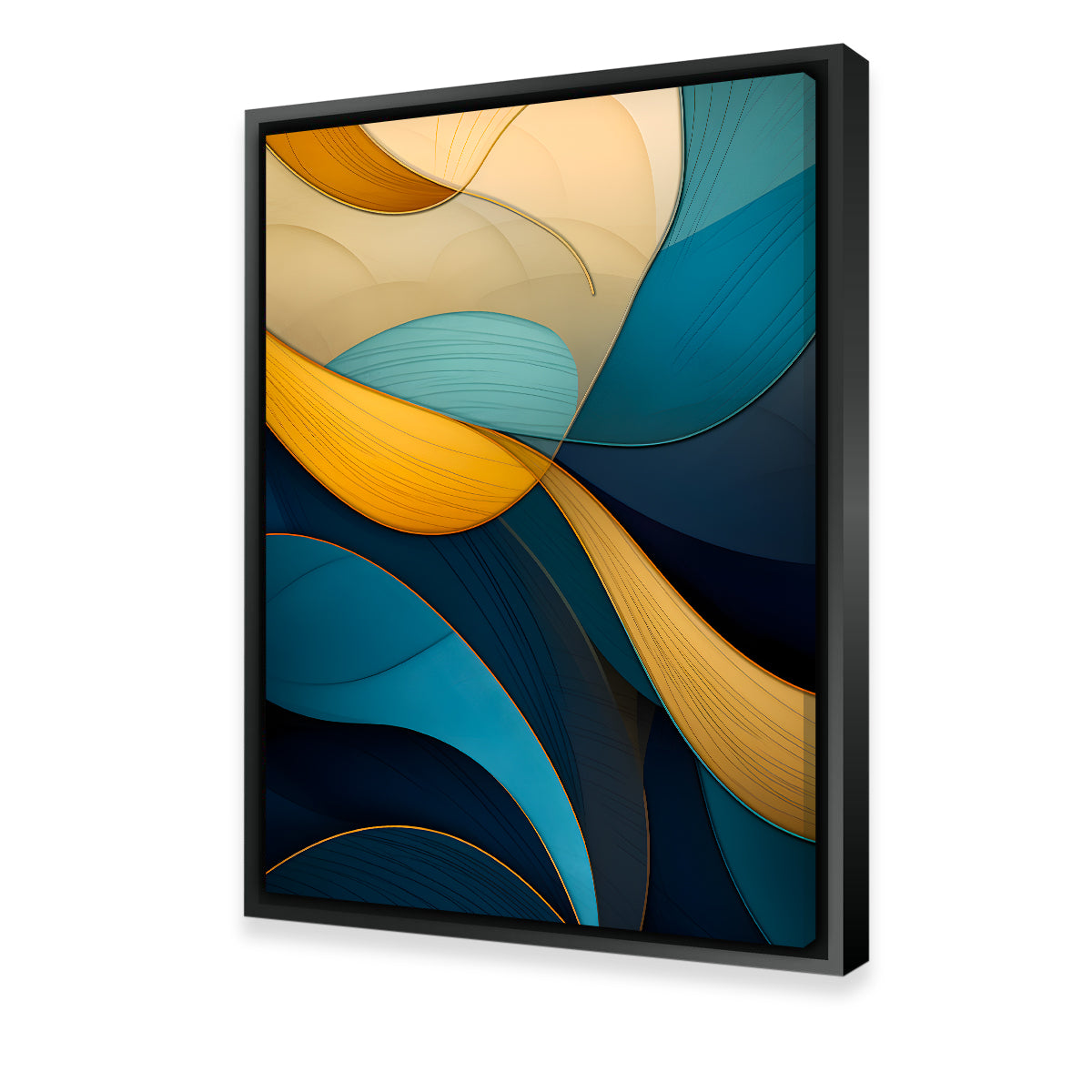 Abstract - Blue Gold Waves 37 Wall Art