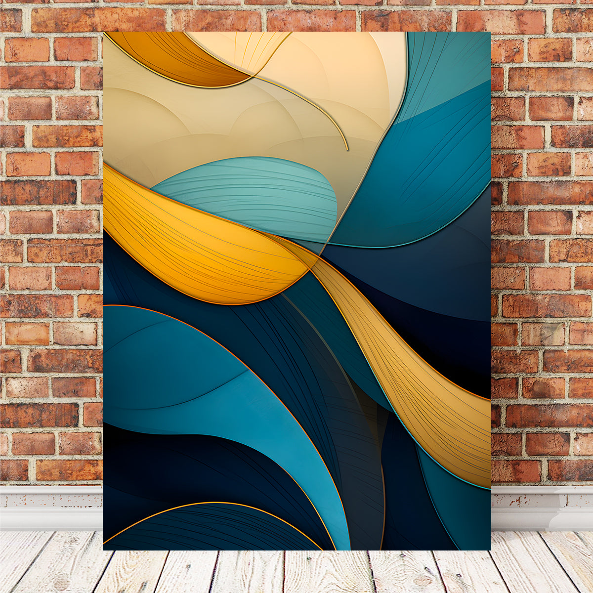 Abstract - Blue Gold Waves 37 Wall Art
