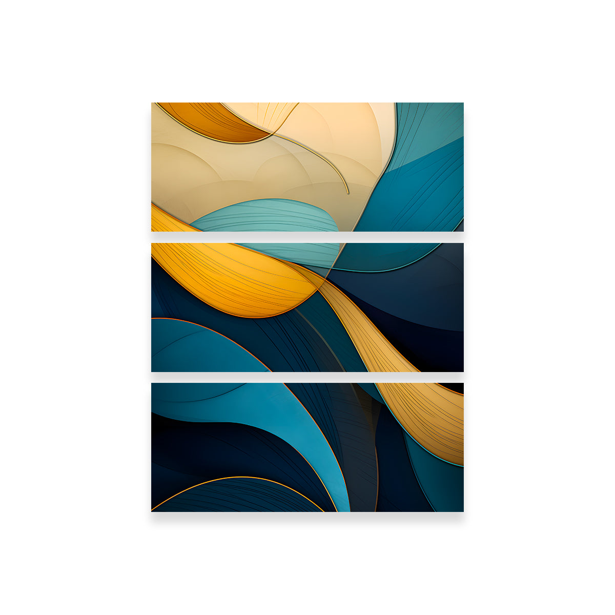Abstract - Blue Gold Waves 37 Wall Art