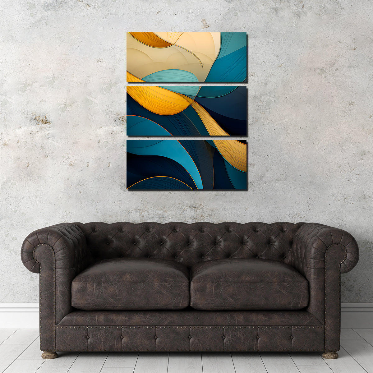 Abstract - Blue Gold Waves 37 Wall Art