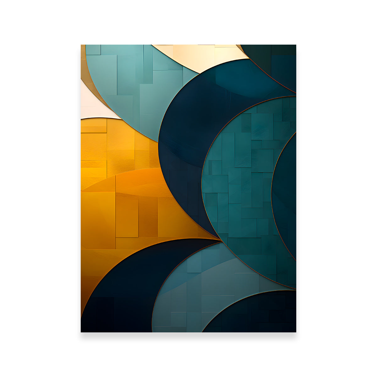 Abstract - Blue Gold Wave 39 Wall Art