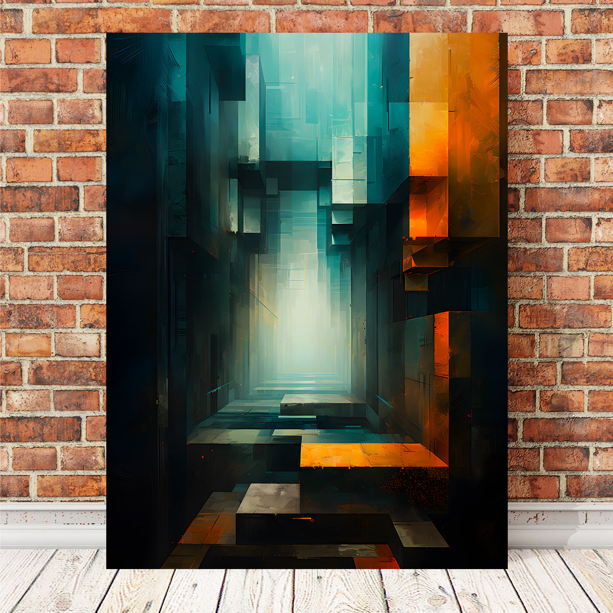 Abstract - Blue Orange Shapes 12 Wall Art