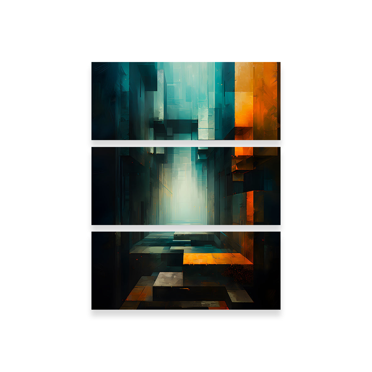 Abstract - Blue Orange Shapes 12 Wall Art