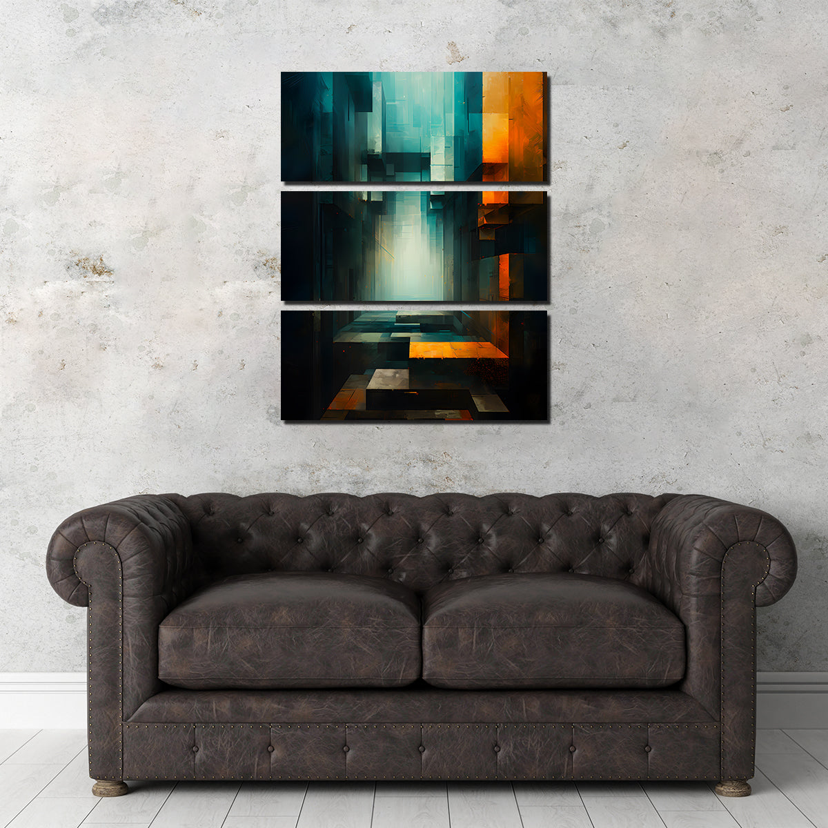 Abstract - Blue Orange Shapes 12 Wall Art