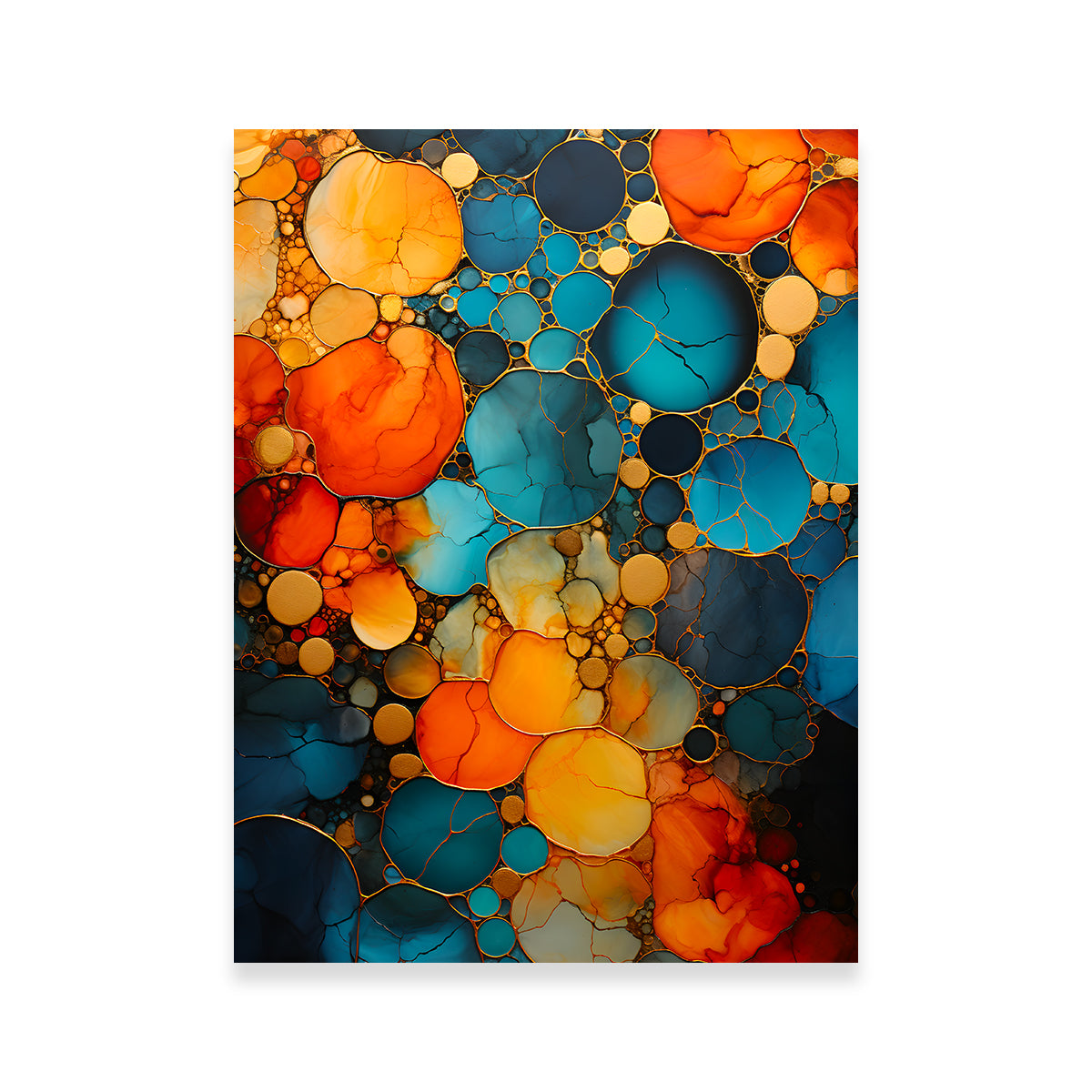 Abstract - Blue Orange Shapes 16 Wall Art