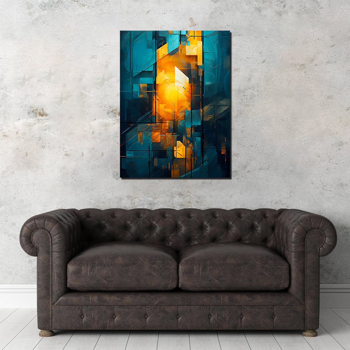 Abstract - Blue Orange Shapes 26 Wall Art